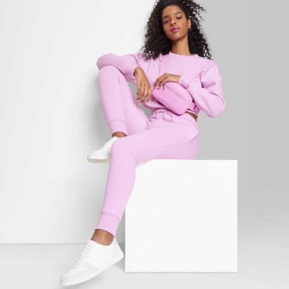 Women’s High Rise Slim Fit French Terry Joggers-Wild Fable